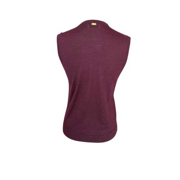 St. John Sleeveless Wool & Silk Sweater in Aubergine size S NWT Sophisticated - Picture 2 of 9
